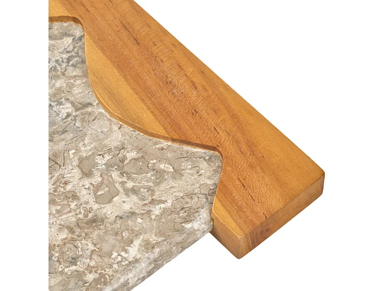 Planche à découper 38 cm en marbre gris et bois de teck - ZEPHYR