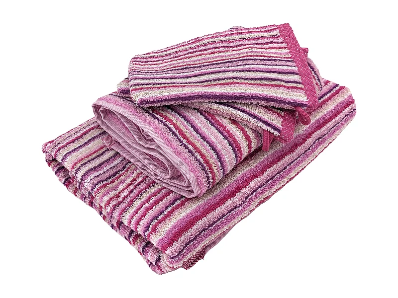 Parure de bain coton 500 g/m2 par 5 PURE STRIPES II Rose