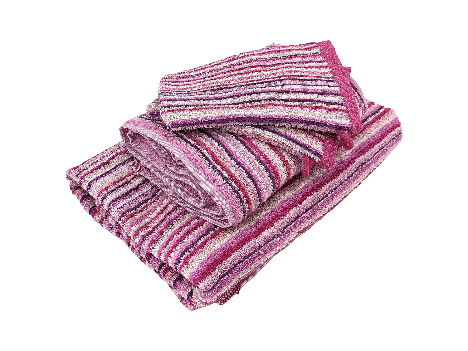 Parure de bain coton 500 g/m2 par 5 PURE STRIPES II Rose