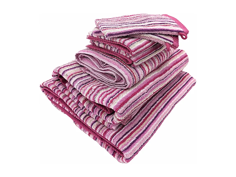 Parure de bain coton 500 g/m2 par 7 PURE STRIPES II Rose