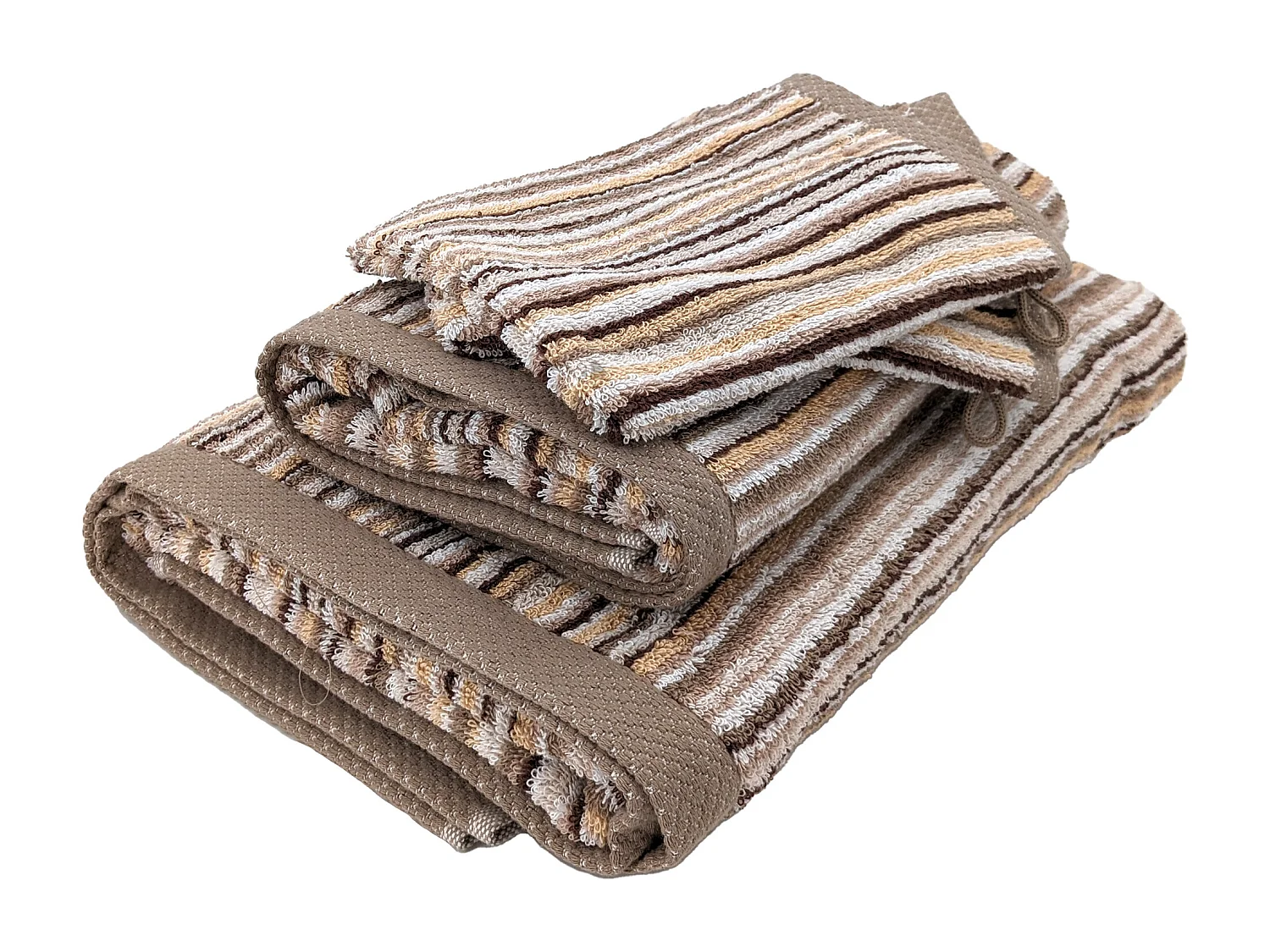 Parure de bain coton 500 g/m2 par 5 PURE STRIPES II Beige