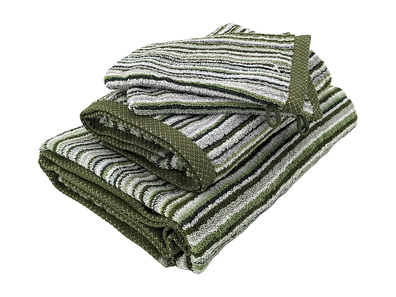 Parure de bain coton 500 g/m2 par 5 PURE STRIPES II Vert