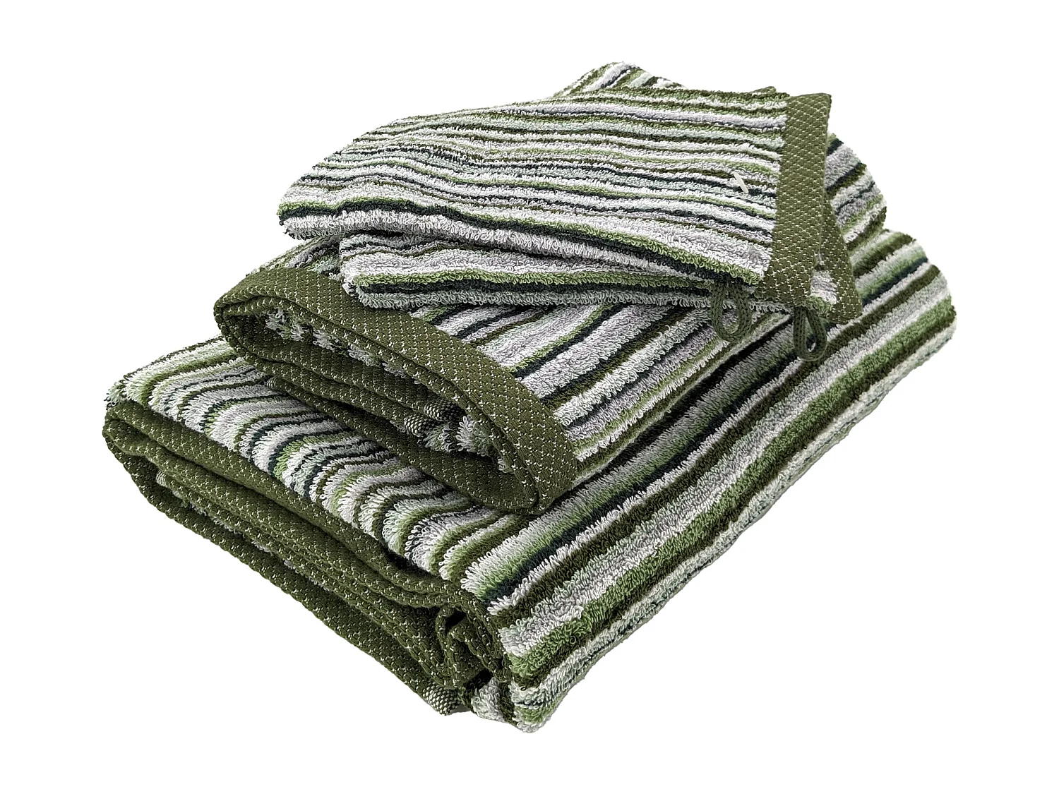 Parure de bain coton 500 g/m2 par 5 PURE STRIPES II Vert