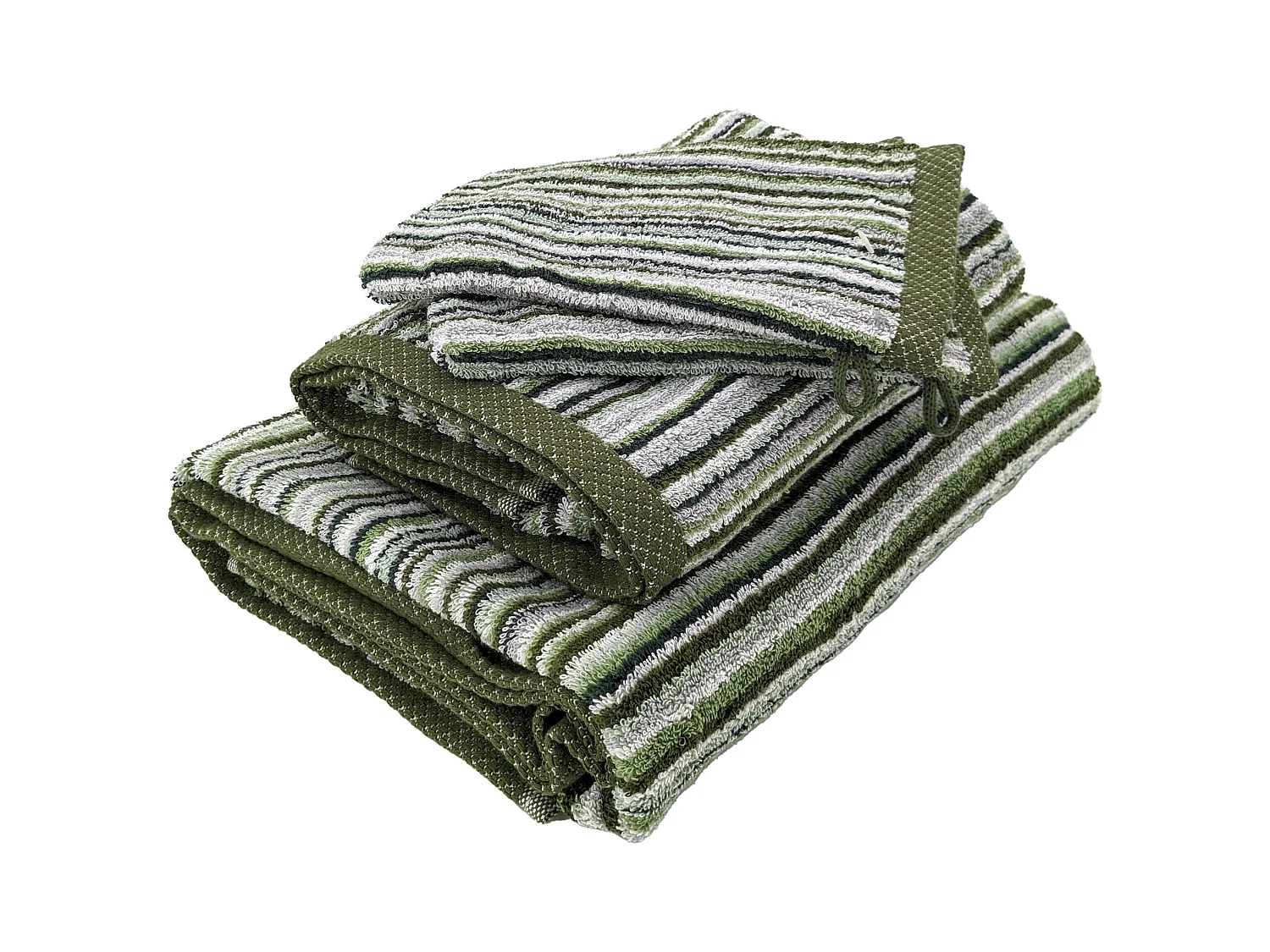 Parure de bain coton 500 g/m2 par 5 PURE STRIPES II Vert