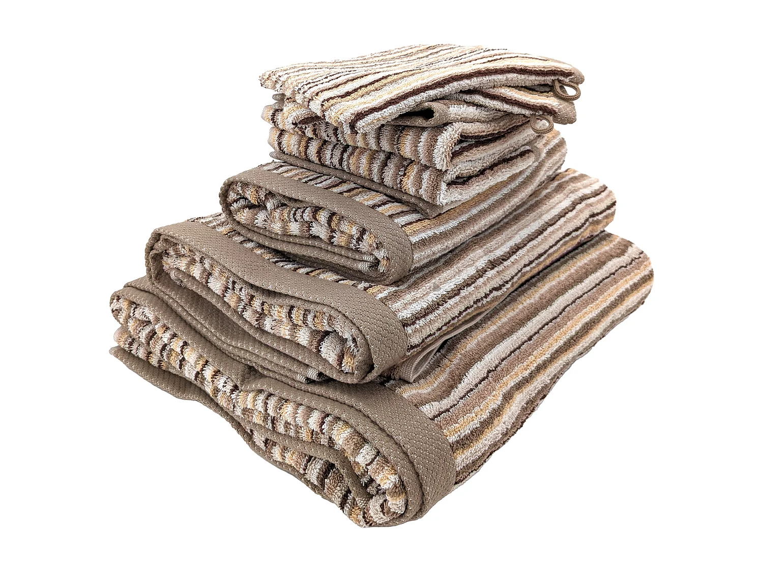 Parure de bain coton 500 g/m2 par 7 PURE STRIPES II Beige