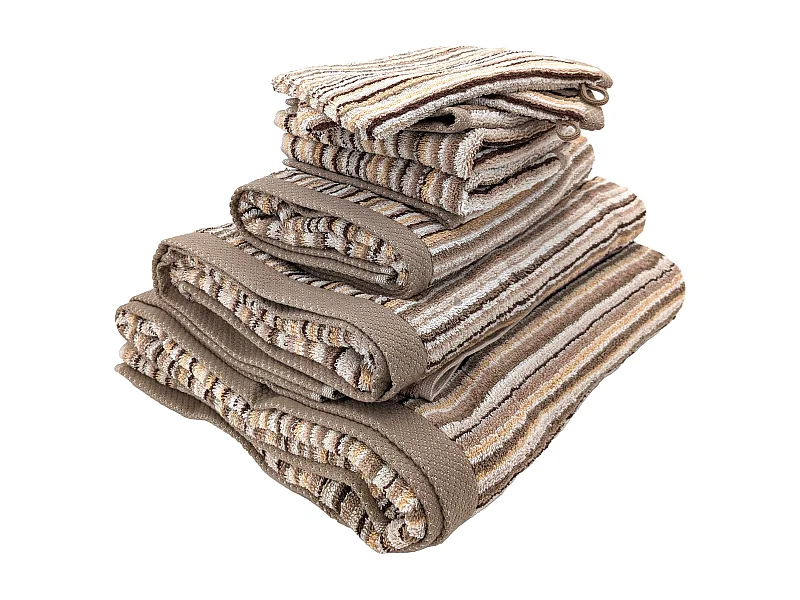 Parure de bain coton 500 g/m2 par 7 PURE STRIPES II Beige