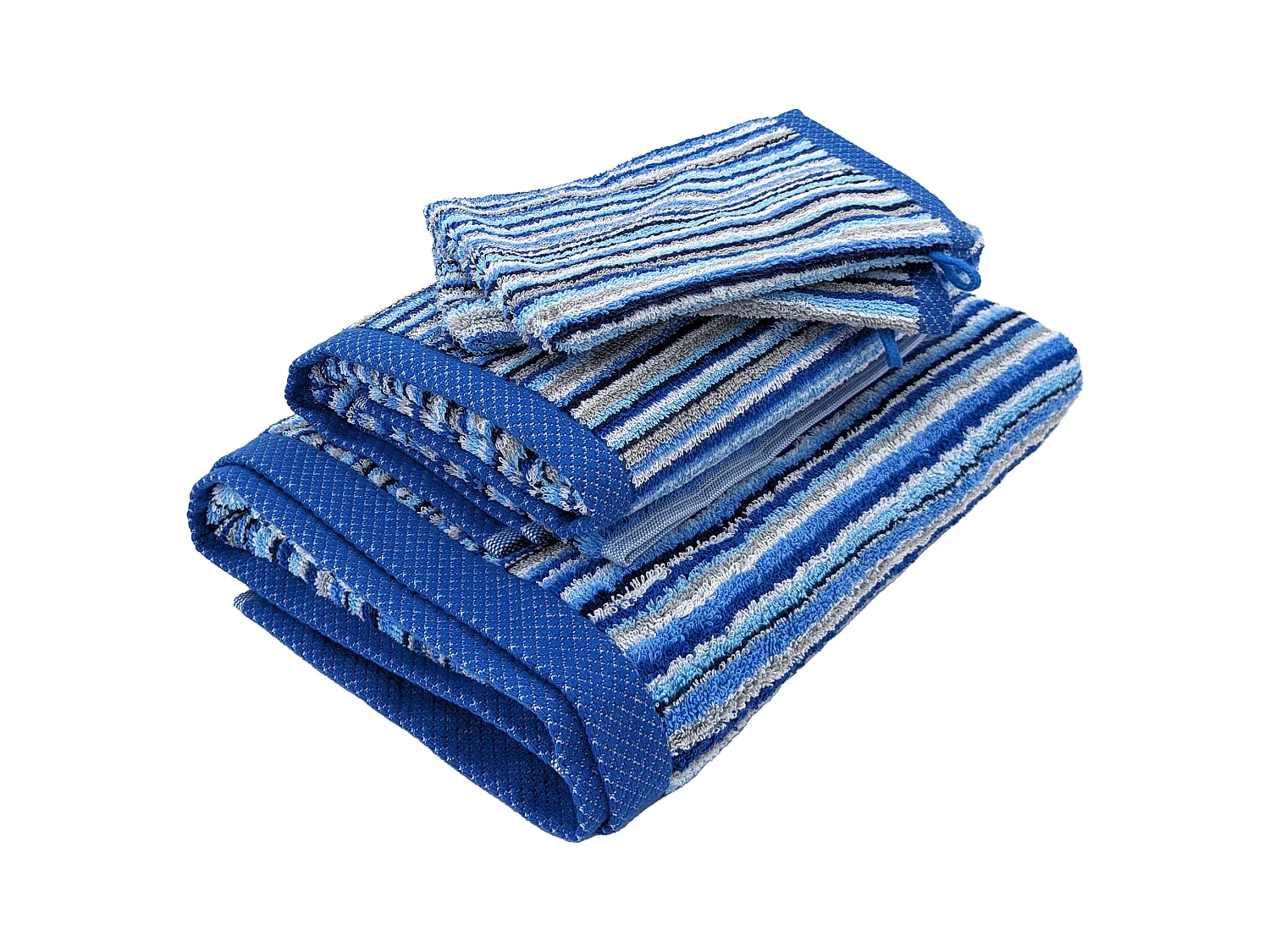Parure de bain coton 500 g/m2 par 5 PURE STRIPES II Bleu