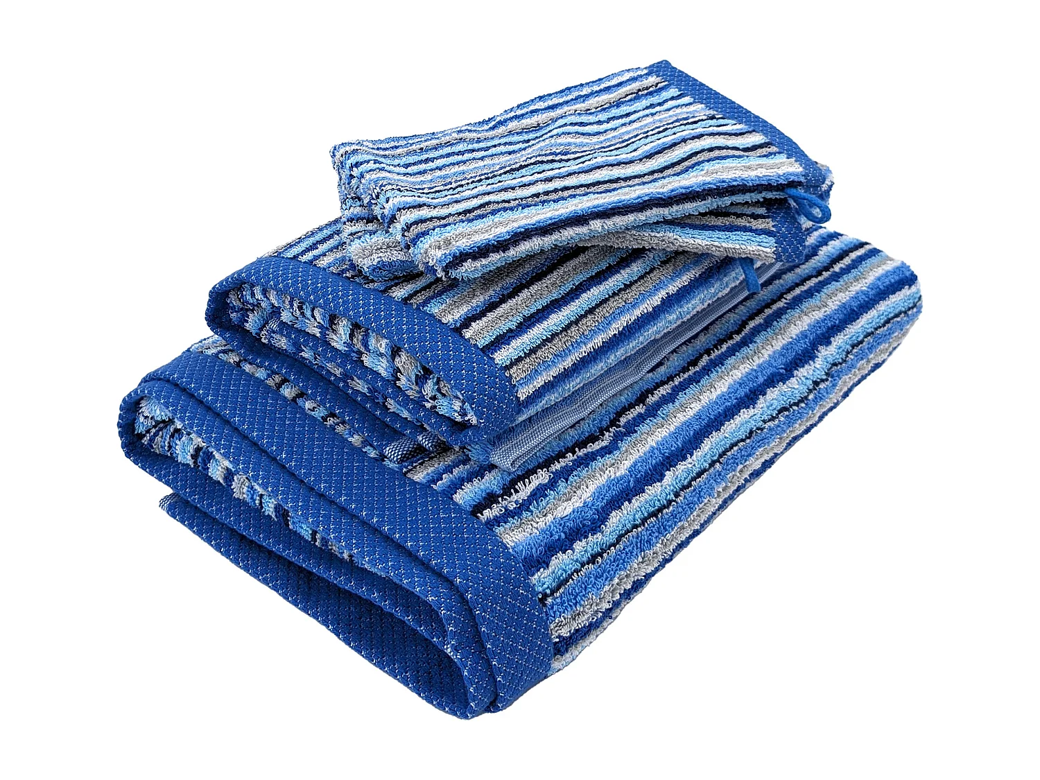 Parure de bain coton 500 g/m2 par 5 PURE STRIPES II Bleu