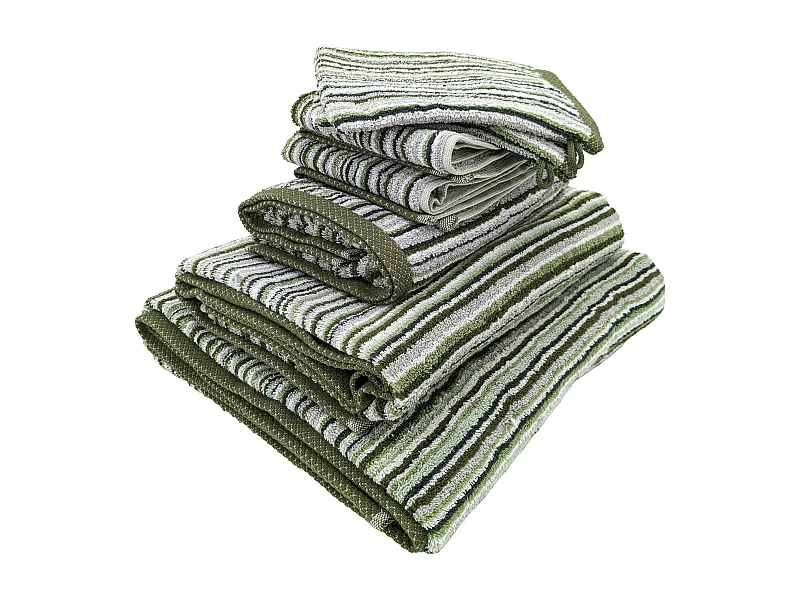 Parure de bain coton 500 g/m2 par 7 PURE STRIPES II Vert