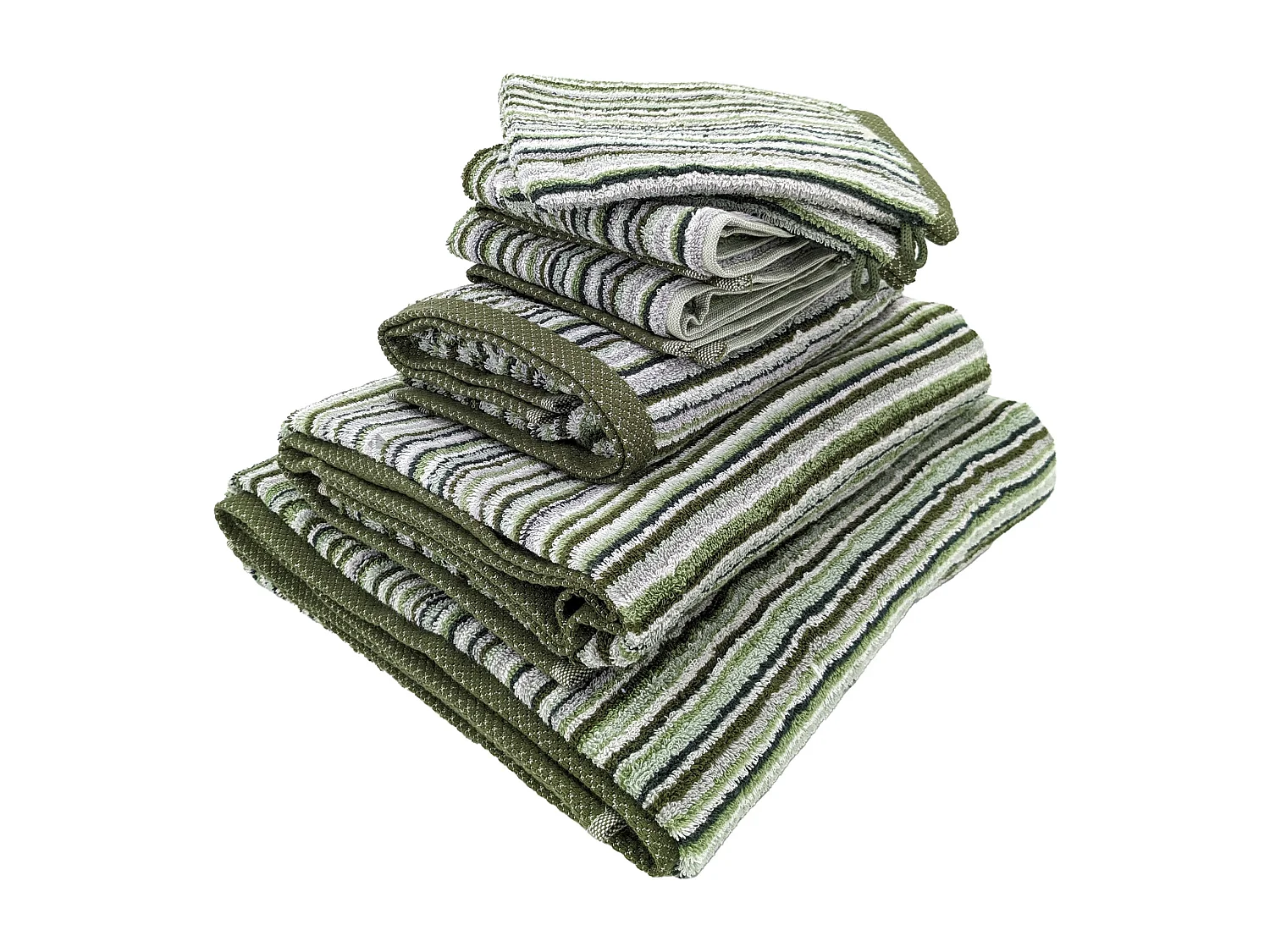 Parure de bain coton 500 g/m2 par 7 PURE STRIPES II Vert