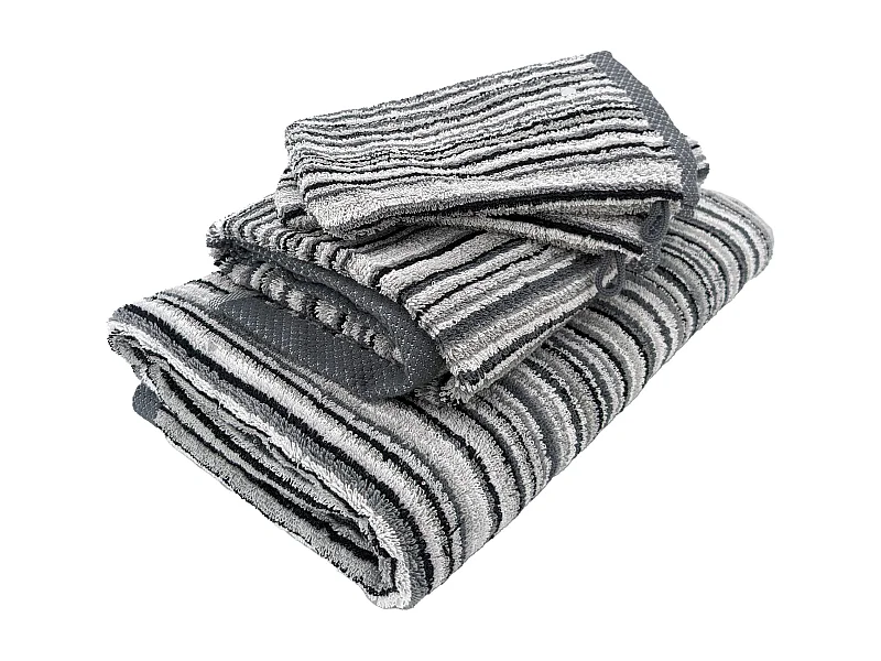 Parure de bain coton 500 g/m2 par 5 PURE STRIPES II Gris