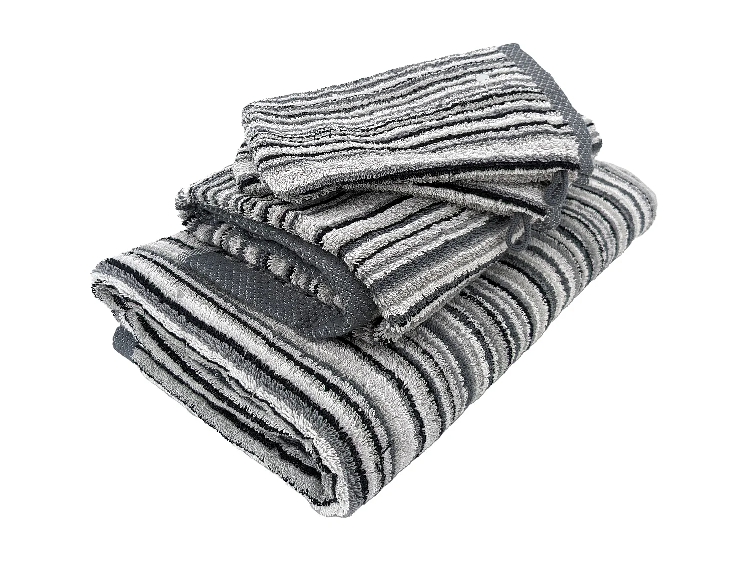 Parure de bain coton 500 g/m2 par 5 PURE STRIPES II Gris