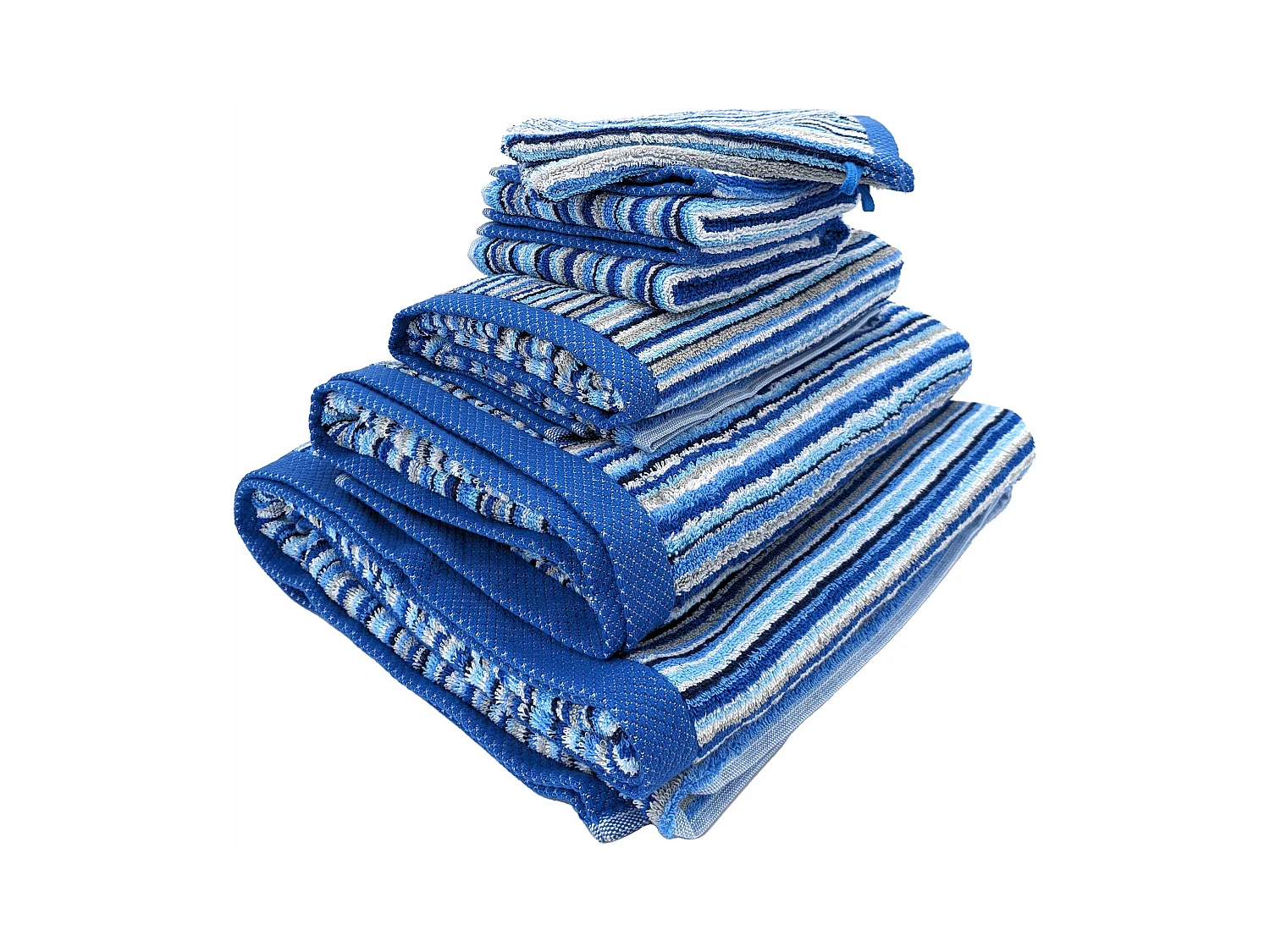 Parure de bain coton 500 g/m2 par 7 PURE STRIPES II Bleu