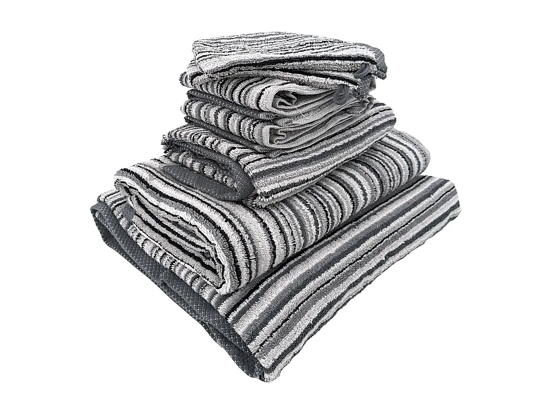 Parure de bain coton 500 g/m2 par 7 PURE STRIPES II Gris