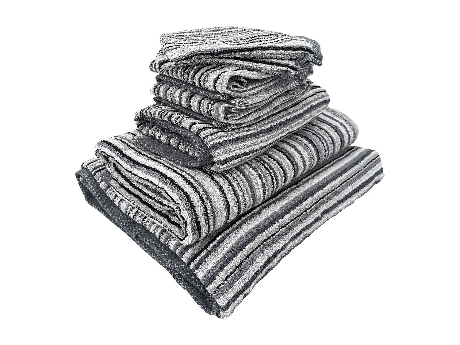 Parure de bain coton 500 g/m2 par 7 PURE STRIPES II Gris