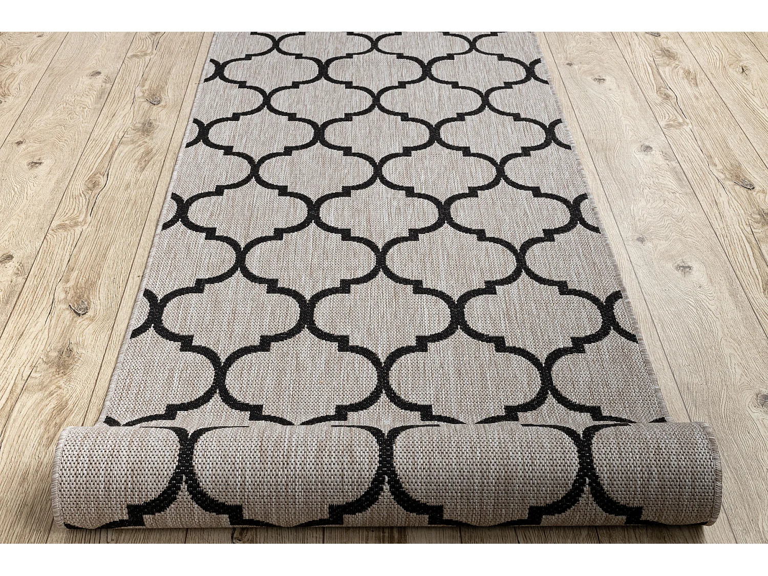TAPIS DE COULOIR SIZAL FLOORLUX modèle 20608 Treillis marocain argent 120x620 cm