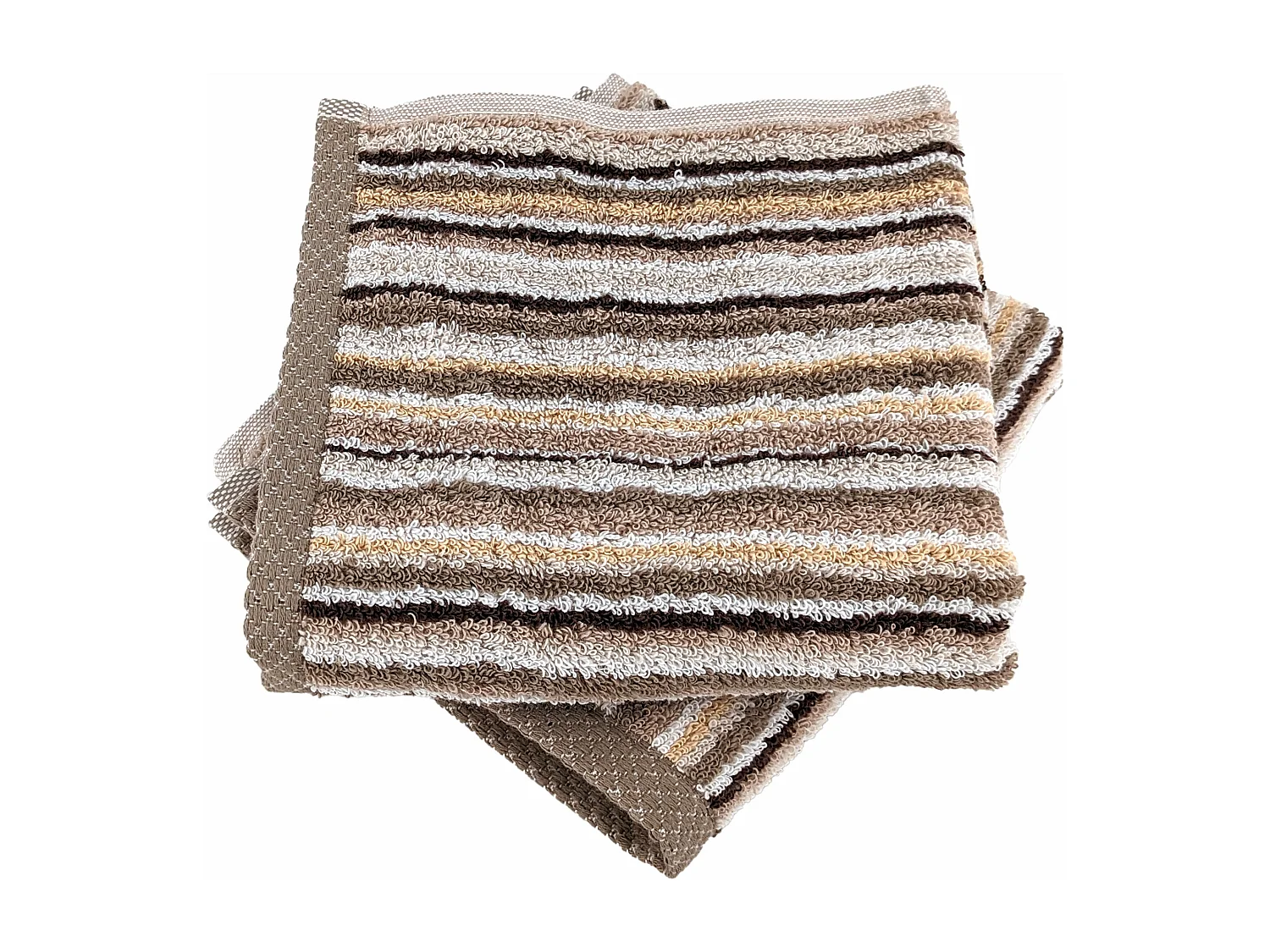 Lot de 2 serviettes invité coton 500 g/m2 PURE STRIPES II beige