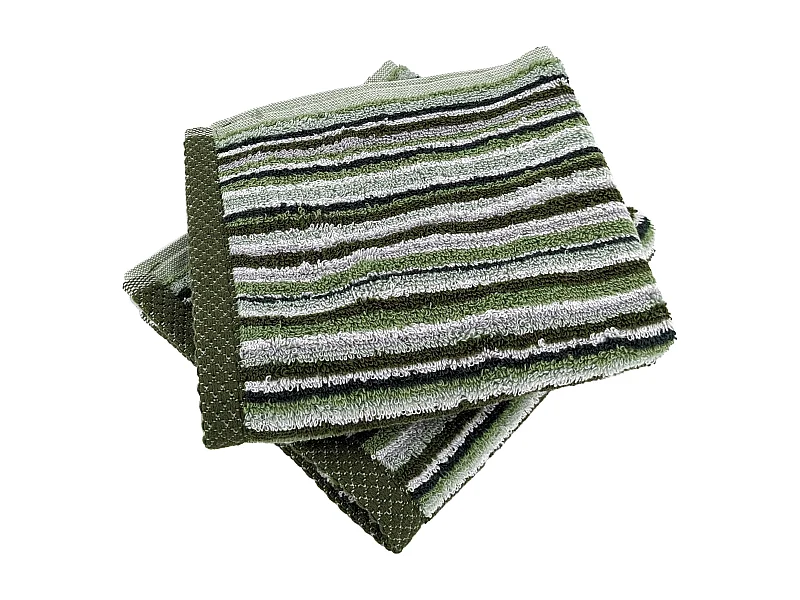 Lot de 2 serviettes invité coton 500 g/m2 PURE STRIPES II vert