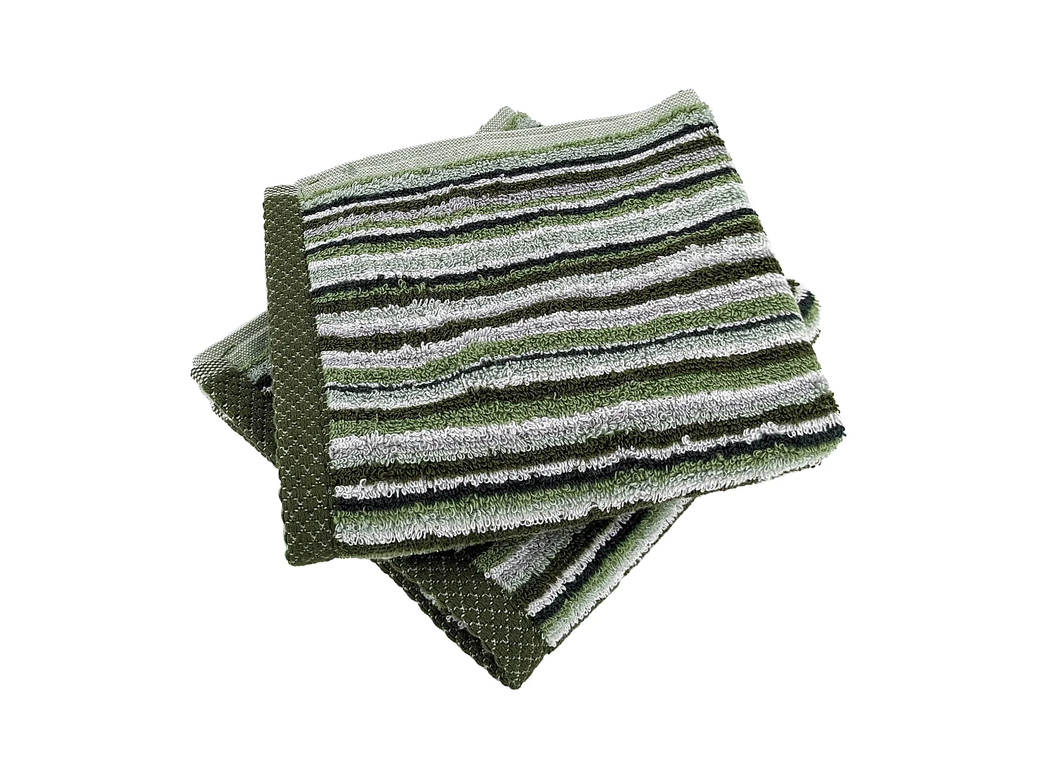 Lot de 2 serviettes invité coton 500 g/m2 PURE STRIPES II vert