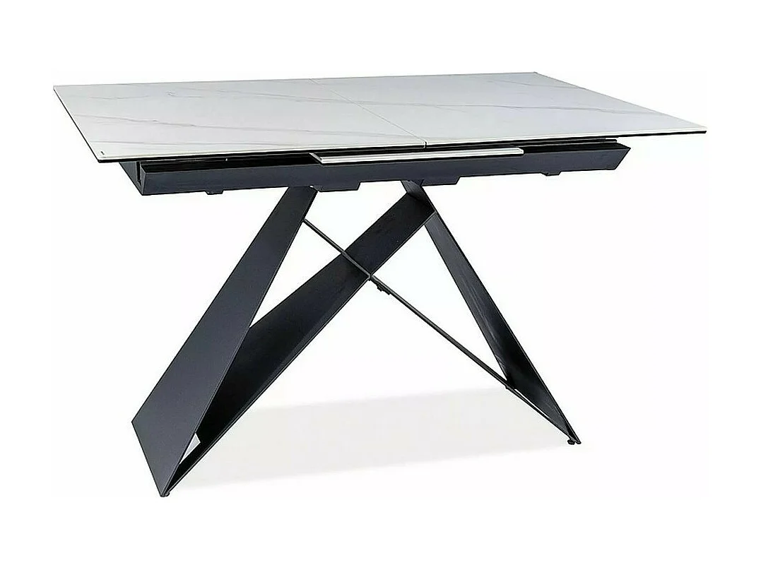 Mesa de comedor de diseño de mármol blanco y negro 120-160cm Holly SG