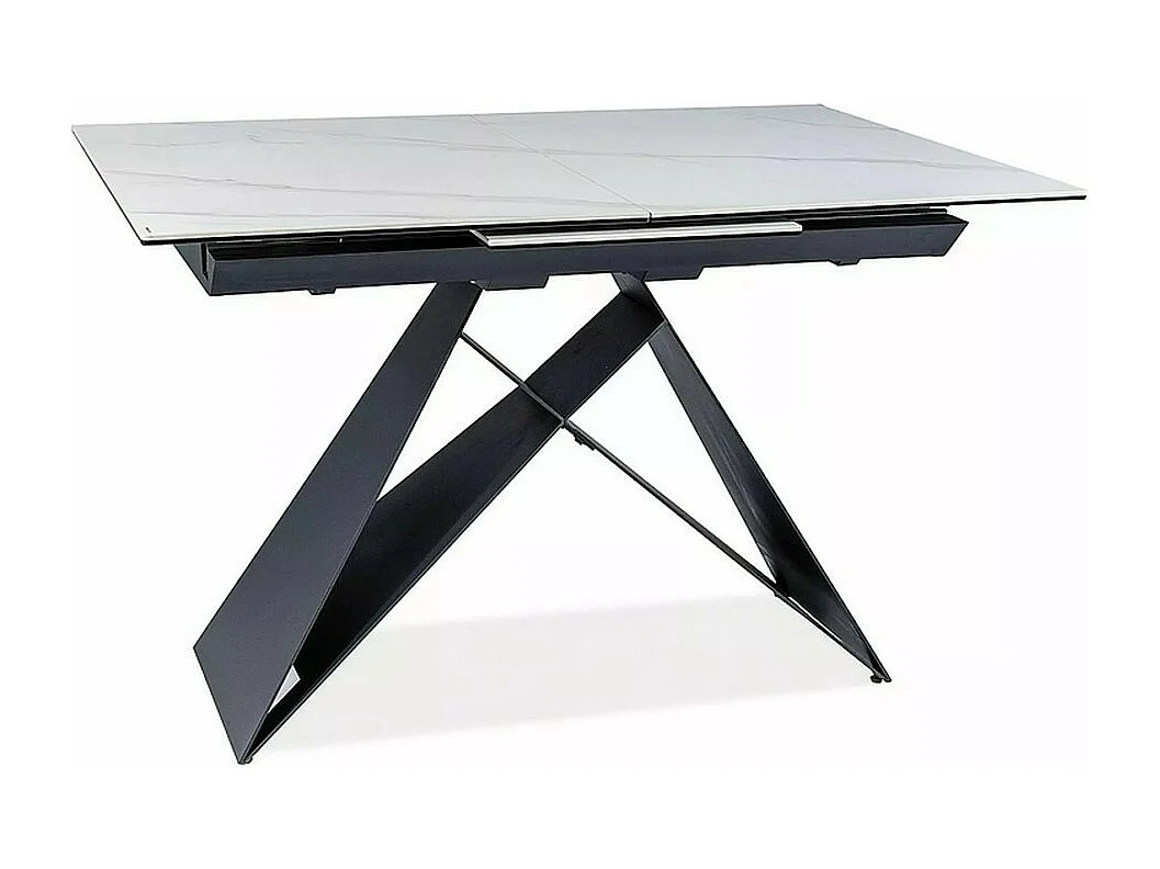 Mesa de comedor de diseño de mármol blanco y negro 120-160cm Holly SG