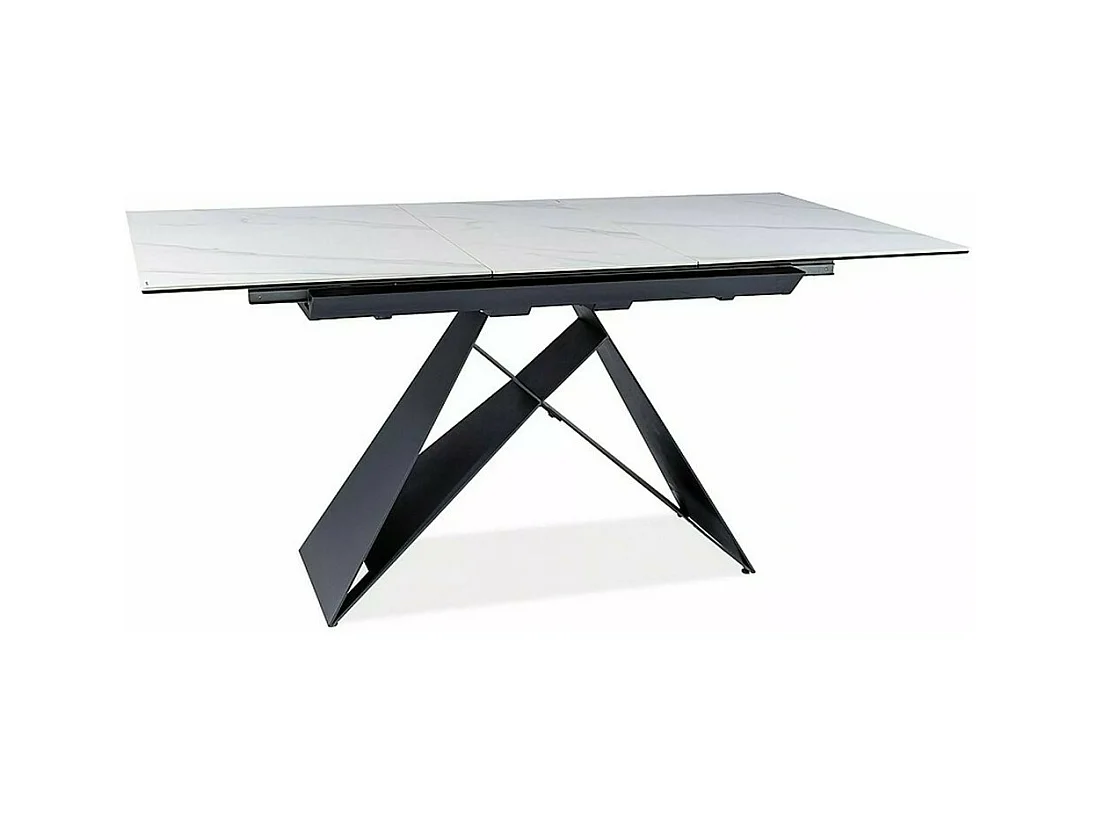 Table à manger design marbre blanc et noir 120-160cm Holly SG