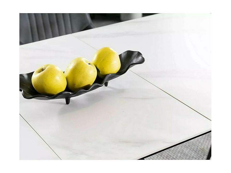 Mesa de comedor de diseño de mármol blanco y negro 120-160cm Holly SG