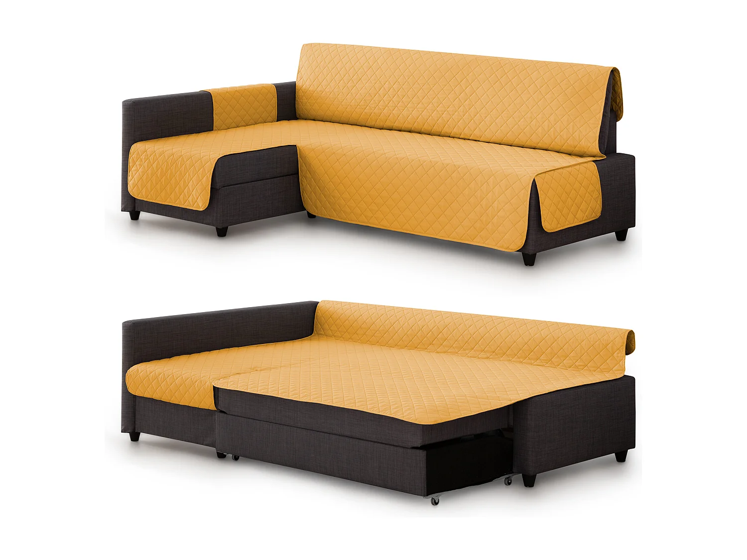 Funda Acolchoada Milica compatível com Sofá Cama Esquinero Friheten da Ikea na cor mostarda – Proteção, Conforto e Estilo num Só Produto