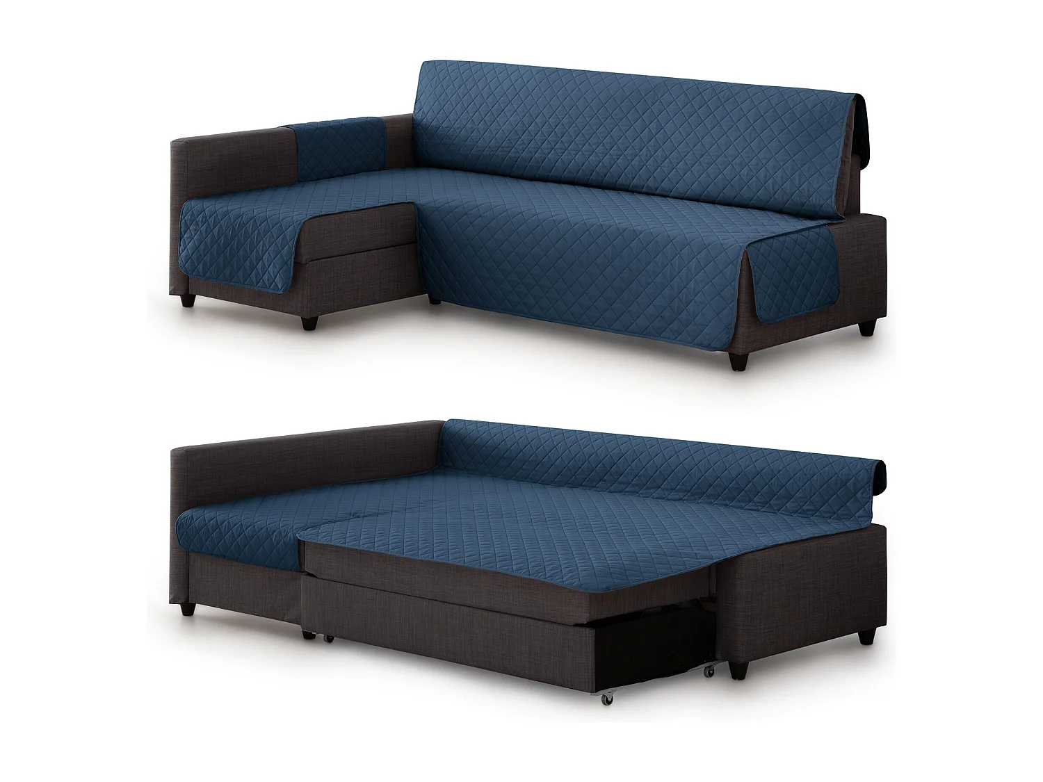 Funda Acolchoada Milica compatível com Sofá Cama Esquinero Friheten da Ikea na cor azul – Proteção, Conforto e Estilo num Só Produto