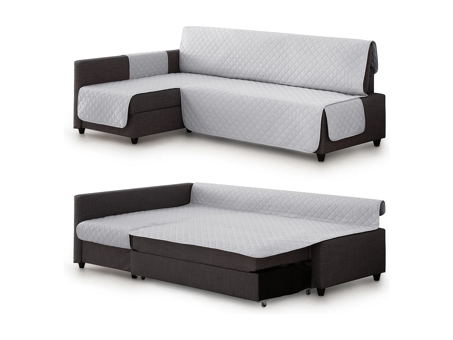 Funda Acolchada Milica compatible con Sofá Cama Esquinero Friheten de Ikea en color gris claro – Protección, Comodidad y Estilo en un Solo Producto