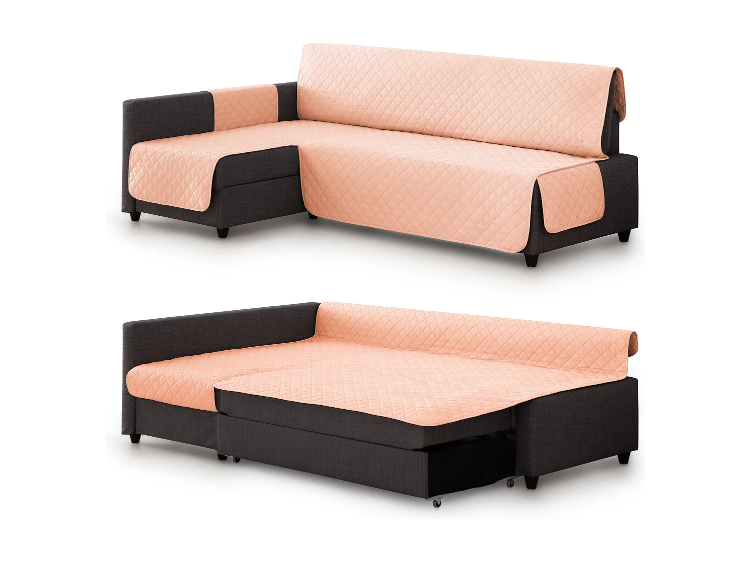 Funda Acolchada Milica compatible con Sofá Cama Esquinero Friheten de Ikea en color salmon – Protección, Comodidad y Estilo en un Solo Producto
