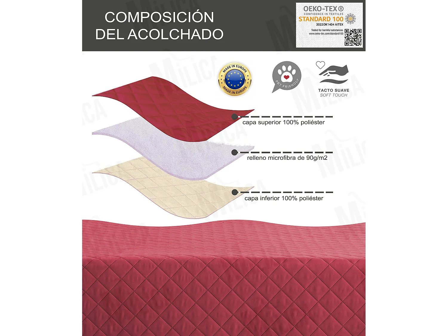Funda Acolchada Milica compatible con Sofá Cama Esquinero Friheten de Ikea en color salmon – Protección, Comodidad y Estilo en un Solo Producto