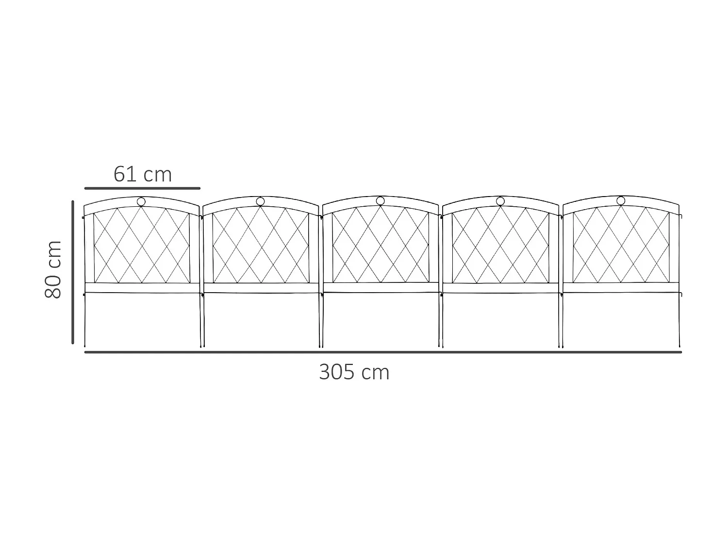 Lot de 5 panneaux de clôture de jardin métal noir