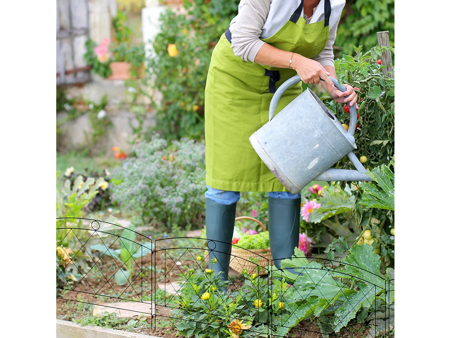 Lot de 5 panneaux de clôture de jardin métal noir