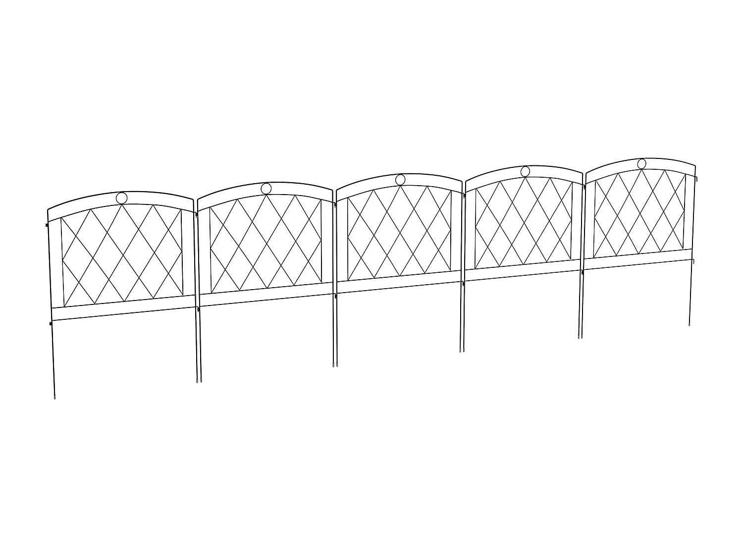 Lot de 5 panneaux de clôture de jardin métal noir