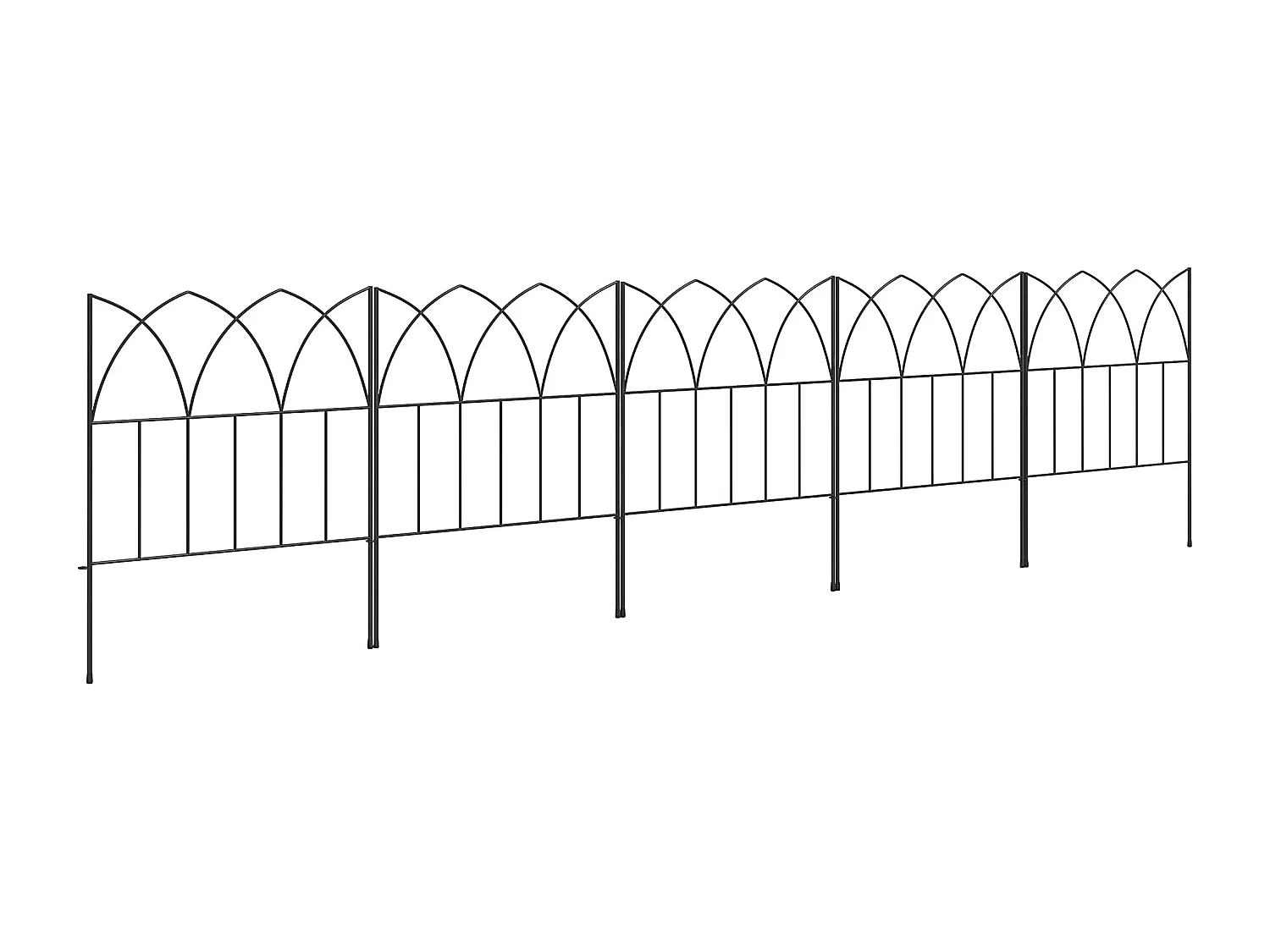 Lot de 5 clôtures de jardin décoratives avec ornements métal noir