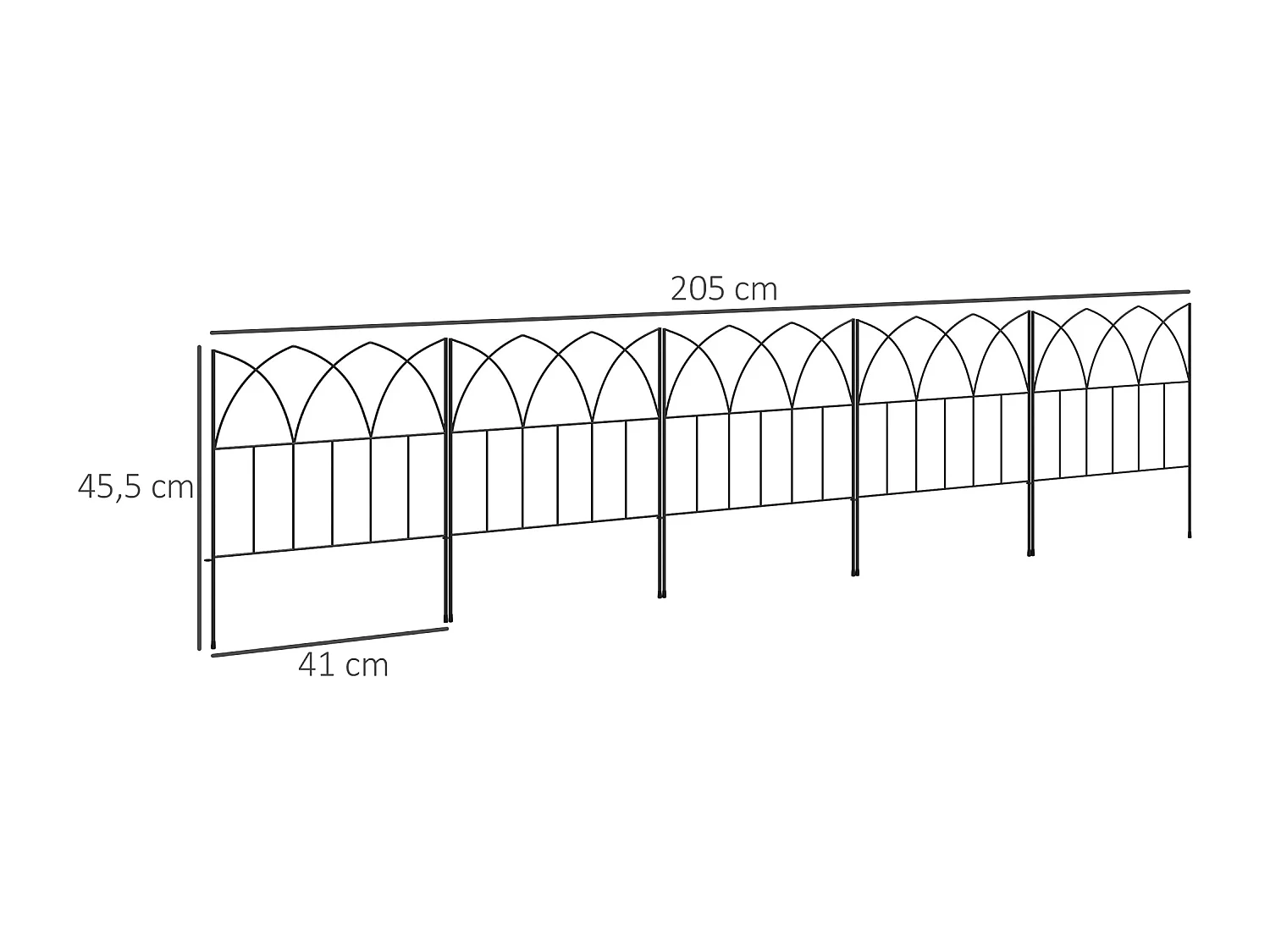 Lot de 5 clôtures de jardin décoratives avec ornements métal noir
