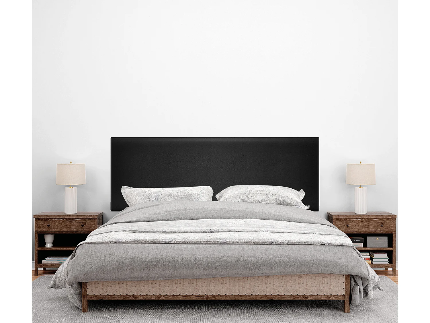 DHOME Tête de lit simili cuir lisse 160x50cm Lits 150/160 - Noir