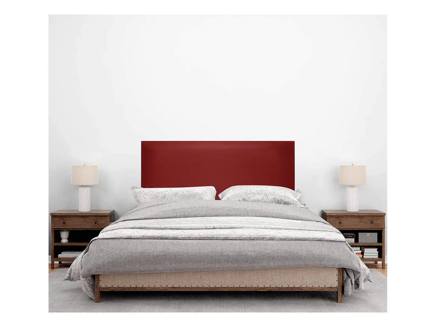 DHOME Tête de lit simili cuir lisse 110x105cm avec pieds Lits 105 - Rouge