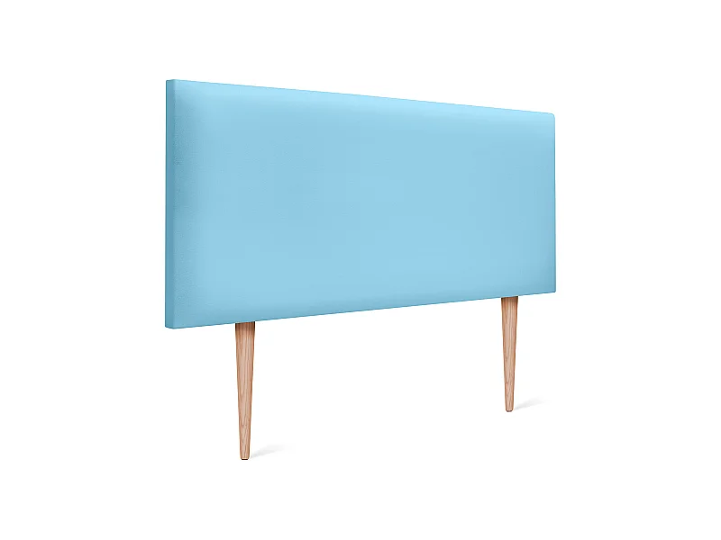 DHOME Kopfteil aus glattem Kunstleder 95x105cm Mit Beinen Betten 90 - Hellblau