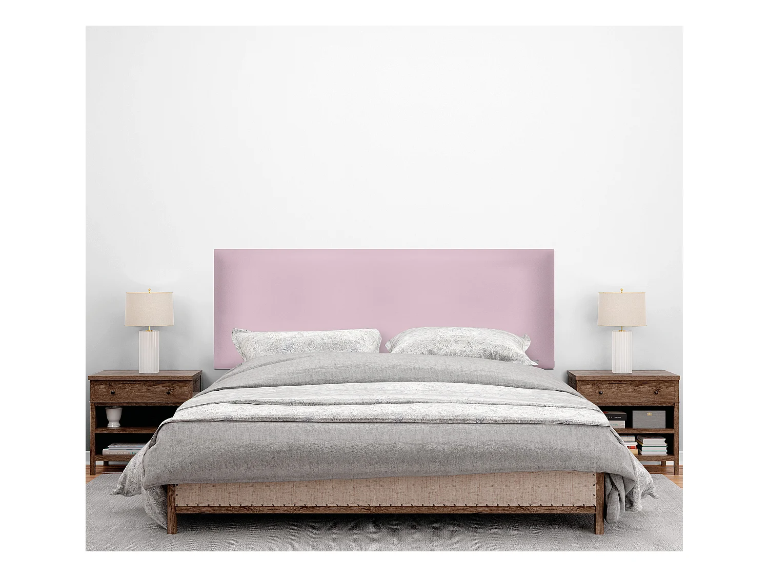DHOME Tête de lit simili cuir lisse 160x105cm avec pieds Lits 150/160 - Rose