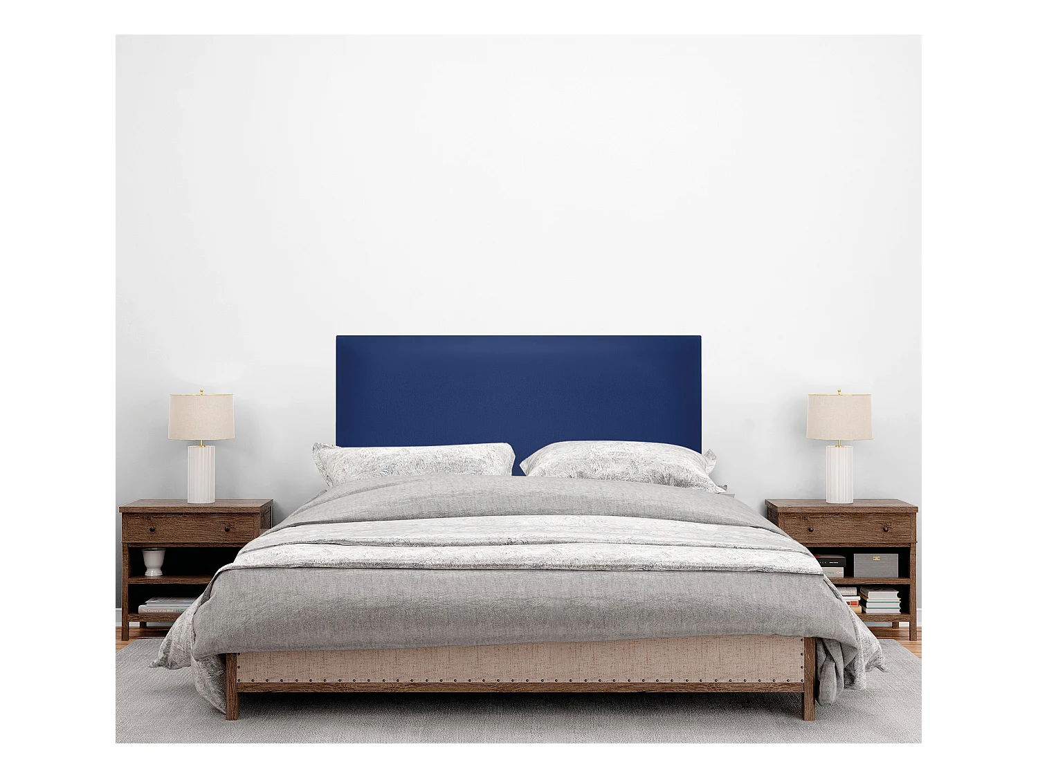 DHOME Tête de lit simili cuir lisse 95x50cm Lits 90 - Bleu