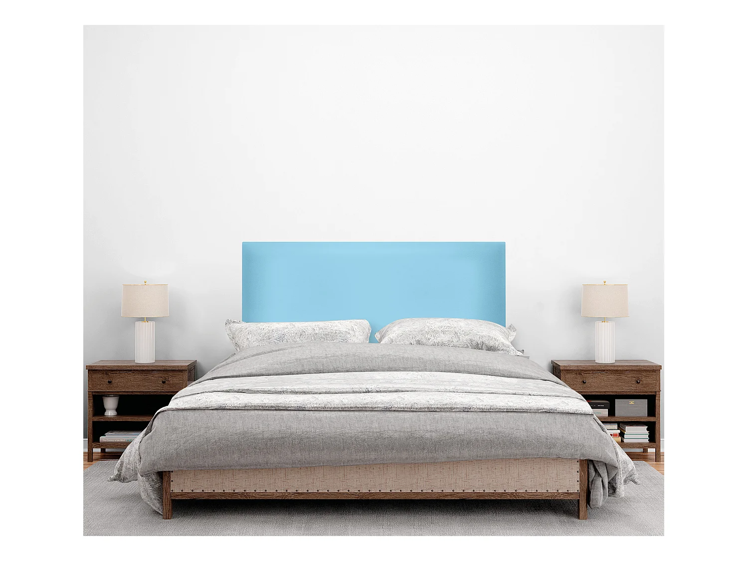 DHOME Tête de lit simili cuir lisse 95x50cm Lits 90 - Bleu Ciel