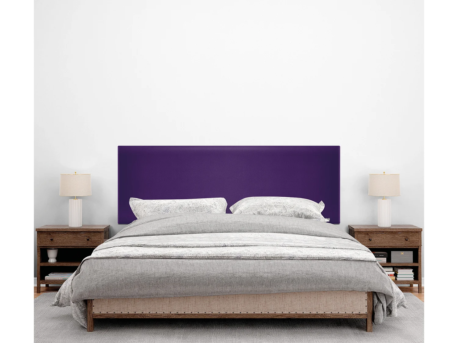 DHOME Tête de lit simili cuir lisse 135x105cm avec pieds Lits 120/135 - Lila