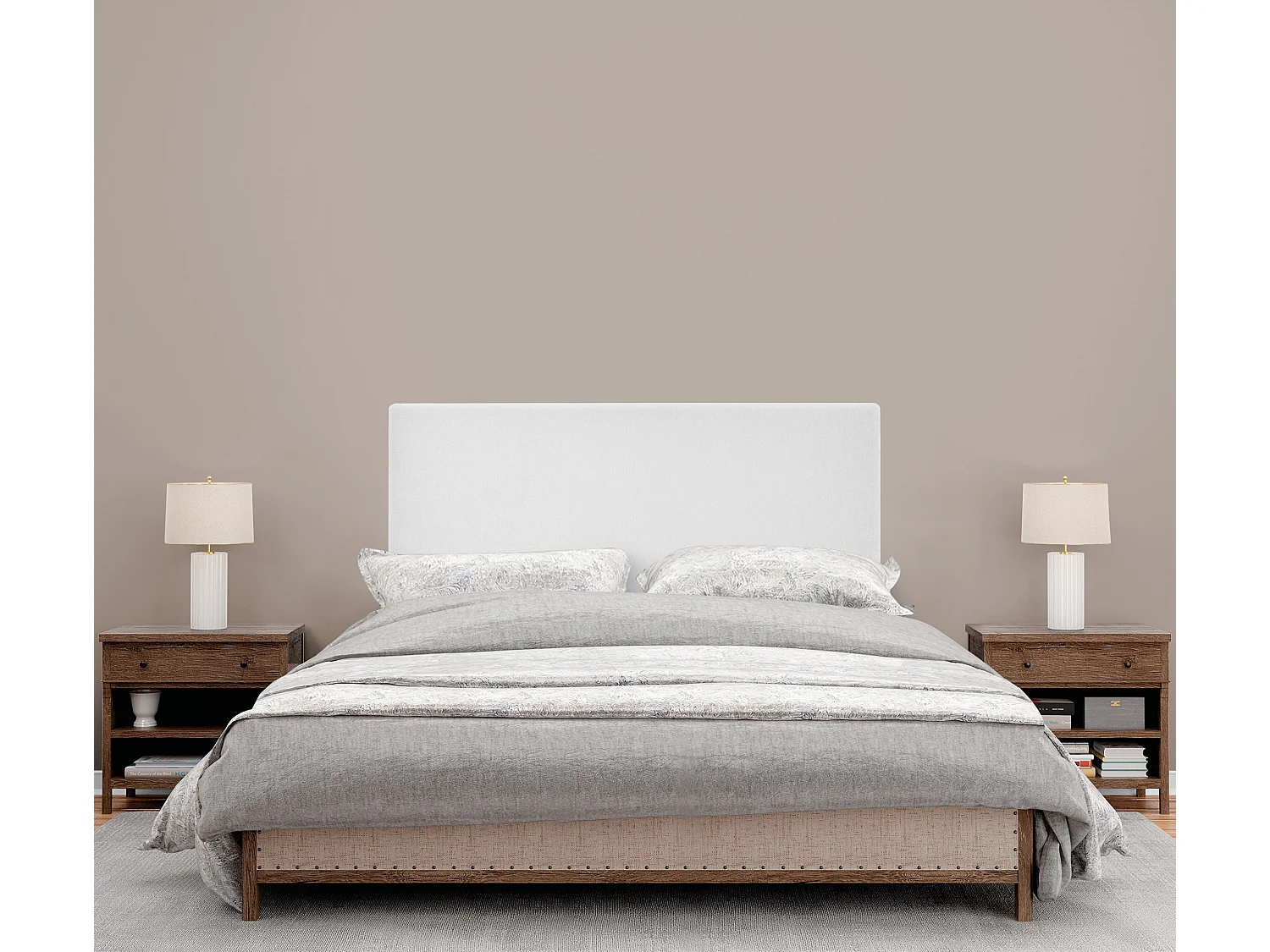 DHOME Stoff-Kopfteil Aqualine Glatt 105x105cm Mit Beinen Betten 105 - Weiß