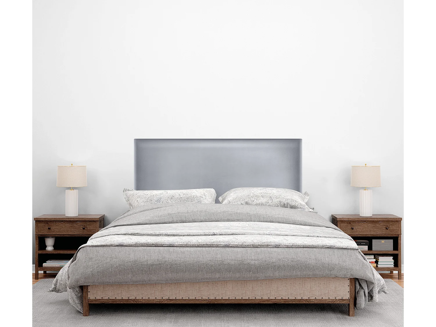 DHOME Kopfteil aus glattem Kunstleder 110x105cm Mit Beinen Betten 105 - Silber