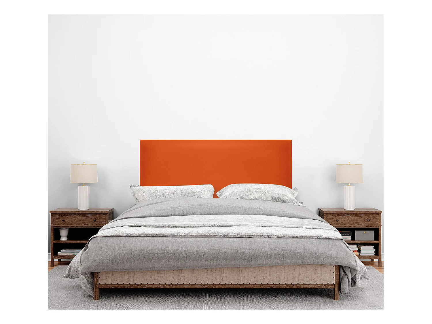 DHOME Tête de lit simili cuir lisse 110x105cm avec pieds Lits 105 - Orange