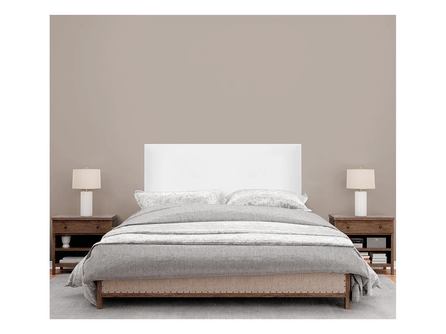 DHOME Tête de lit simili cuir lisse 110x105cm avec pieds Lits 105 - Blanc