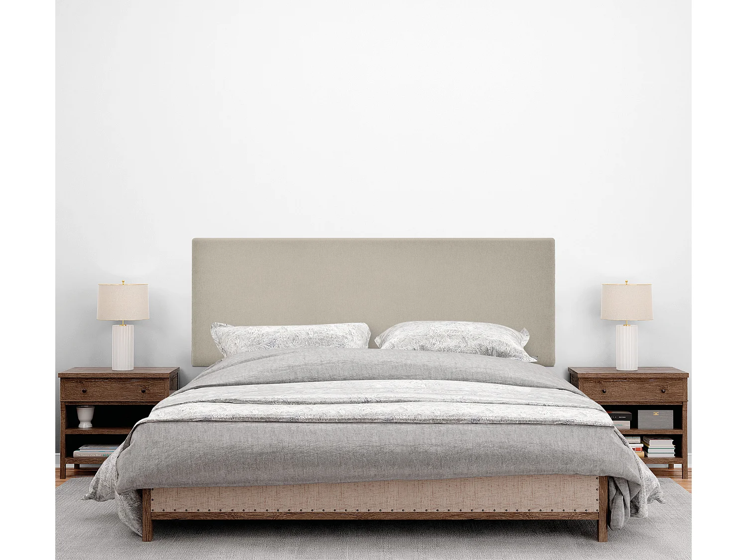 DHOME Testiera in de Tessuto Aqualine Liscio 135x105cm Con le gambe Letti 120/135 - Beige