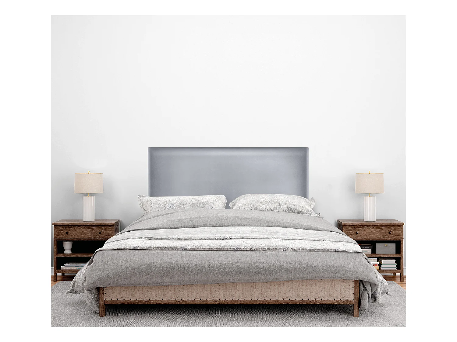 DHOME Tête de lit simili cuir lisse 90x50cm Lits 80/90 - Argent